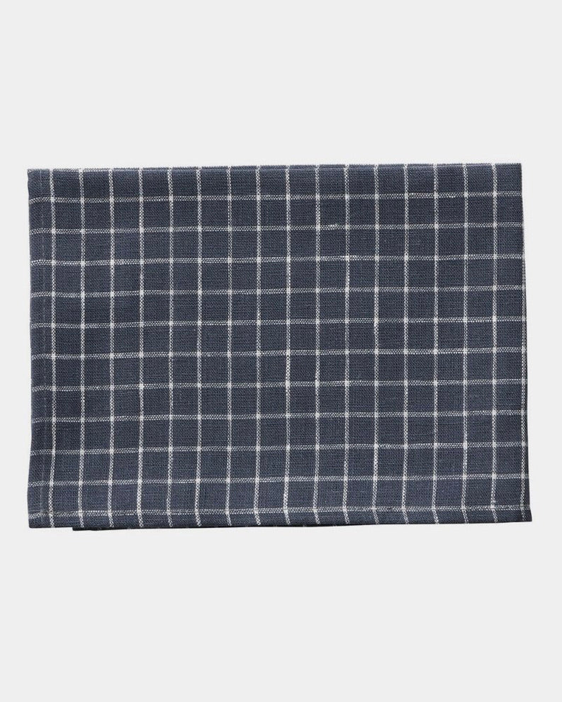 Fog Linen Kitchen Towel - Black Checkered