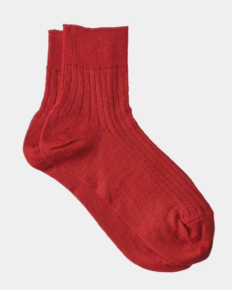 Linen Rib Sock: Fine Knit: Red