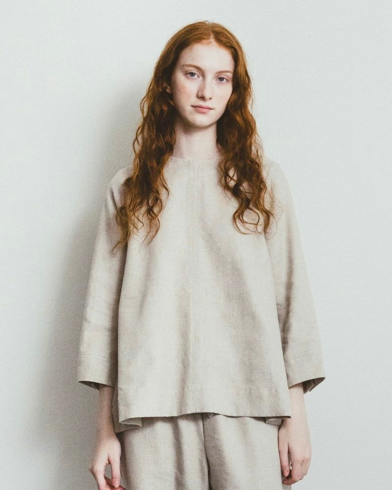 Sui Top: Wool Linen Natural