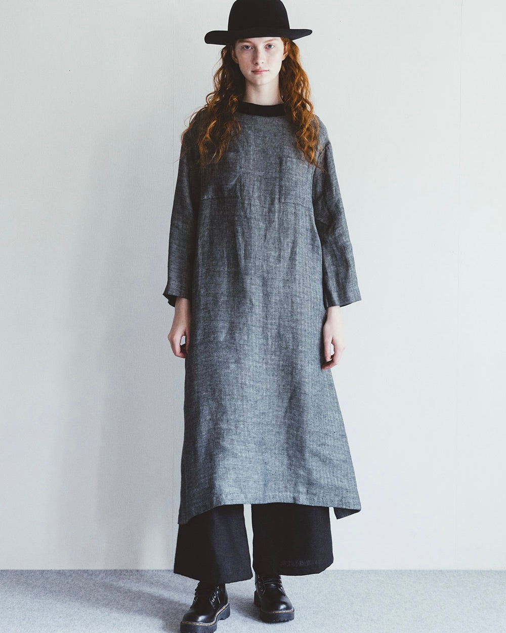 Yua Dress: Herringbone Grey