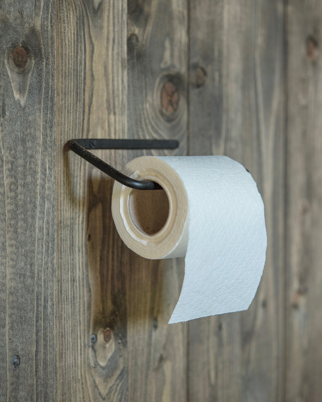 NEX Freestanding Toilet Paper Holder Iron Pipe with Solid Wooden Base,  White 