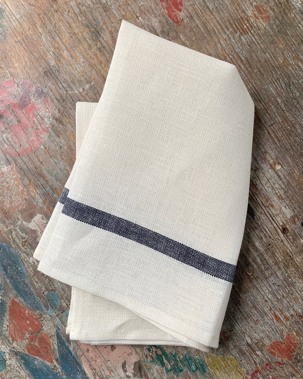 Thick Linen Kitchen Cloth: White with Navy Stripe – Shop Fog Linen