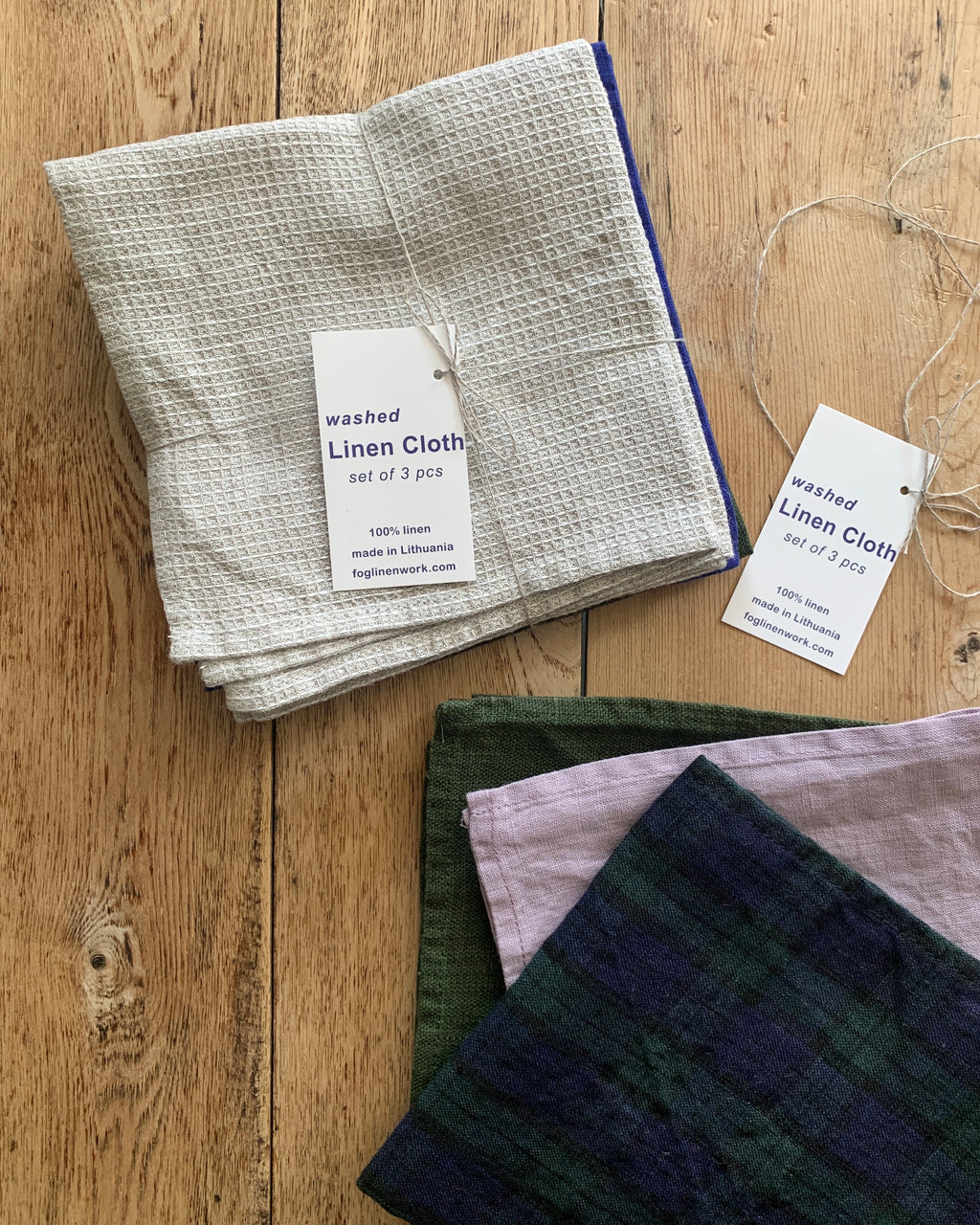 Washed Linen Cloth 3 Piece Assorted Set: Set B